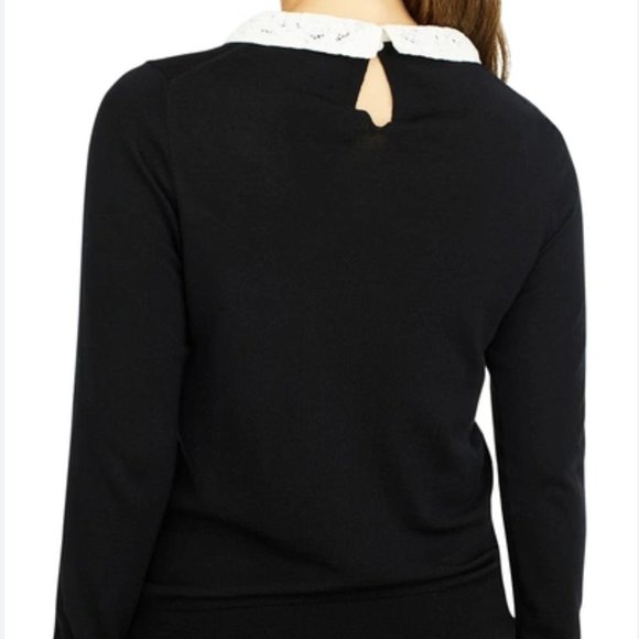 J. Crew Sweater with Lace Collar • Black • Size XS - Picture 6 of 8